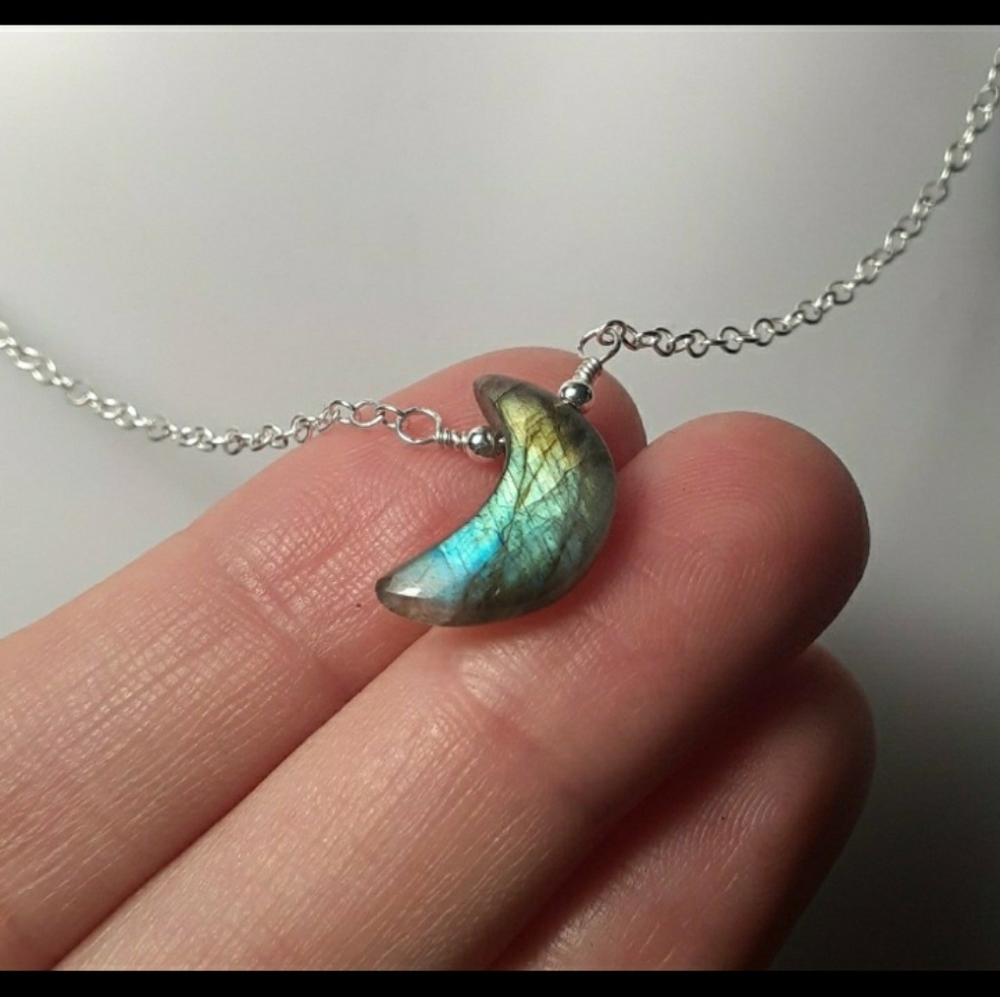 ☆ LABRADORITE MOON & 925SS NECKLACE ☆